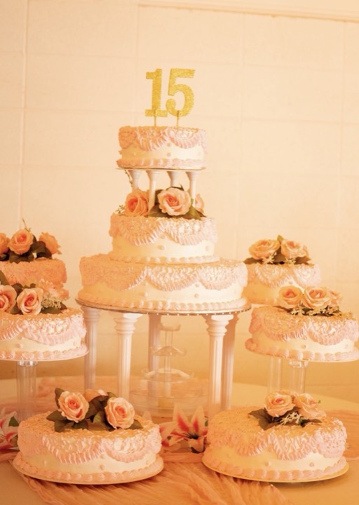 Celebration cake display at our Orem, Utah wedding and quinceañera venue