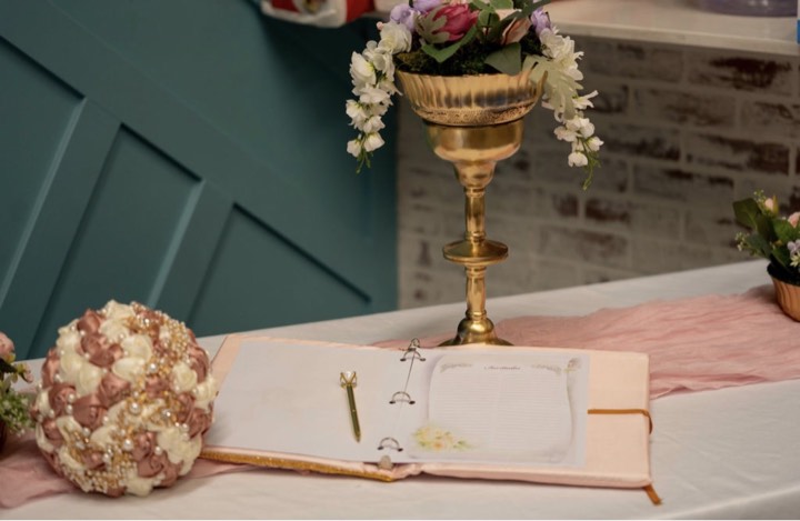 Guestbook and décor detail at our Utah Valley event venue in Orem