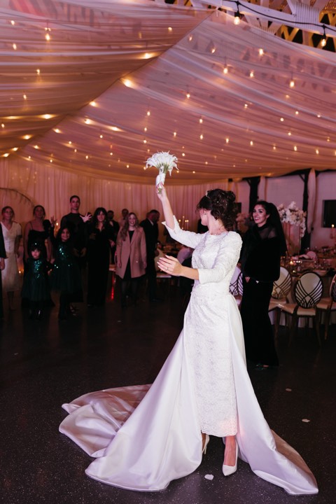 Bride bouquet toss at our Orem, Utah event venue