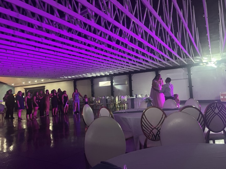 Our Orem venue dance floor, purple lights
